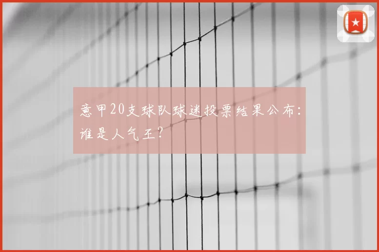 意甲20支球队球迷投票结果公布：谁是人气王？